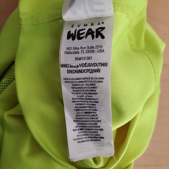 Zumba Smiles High Waisted Ankle Leggings Caution Yellow Compression Size Medium - Picture 9 of 12